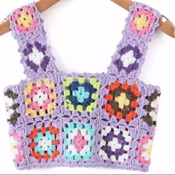 🌴NEW! Boho, multi colour, crocheted,cotton crop top - Picture 6 of 13